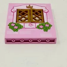 LEGO Princess Castle Pink Panel W/ Gold Shutters Pink Window Floral Cottage