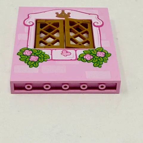 LEGO Princess Castle Pink Panel W/ Gold Shutters Pink Window Floral Cottage