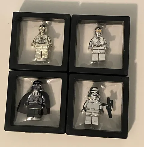 💎LEGO CHROME MINIFIGURE COLLECTION! ALL 4! CHROME GOLD C-3PO! CHROME VADER! TC!