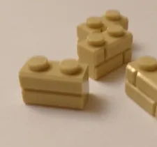 Lego x4 Tan Modified 1x2 Brick, Masonry Pattern, 98283 (028-132)