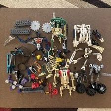 Vintage Lego Bionicle Figure Collection Lot Parts Pieces Mask Weapons Sold As Is