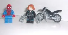 Lego Marvel Avengers Spider-Man & Black Widow Minifigure Lot with Motorcycle