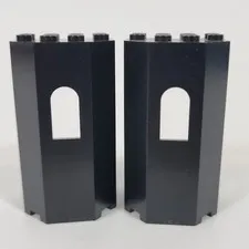 2X LEGO Black Turret Wall Panel w/ Window 3x4x6 Part Lot 30246
