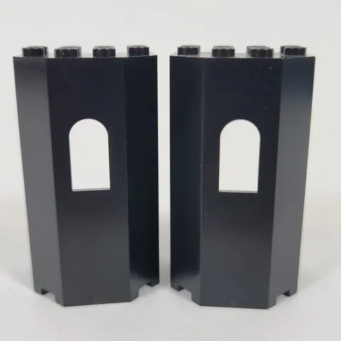 2X LEGO Black Turret Wall Panel w/ Window 3x4x6 Part Lot 30246