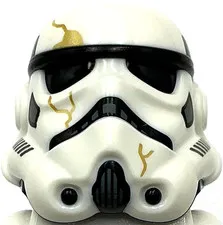Lego New White Minifigure Headgear Helmet SW Stormtrooper w/ Gold Cracks Part