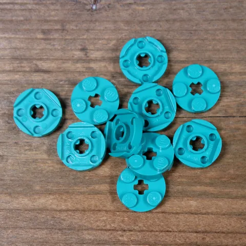 LEGO 4032 Dark Turquoise Plate Round 2x2 with Axel Hole Qty 10