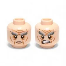 Lego Minifigure Head Dual Sided LotR Bushy Gray Eyebrows, Wrinkles