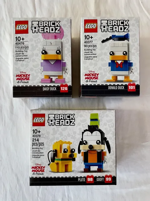 LEGO Disney BrickHeadz LOT 40377 40476 40378 Donald & Daisy Duck Pluto Goofy NEW