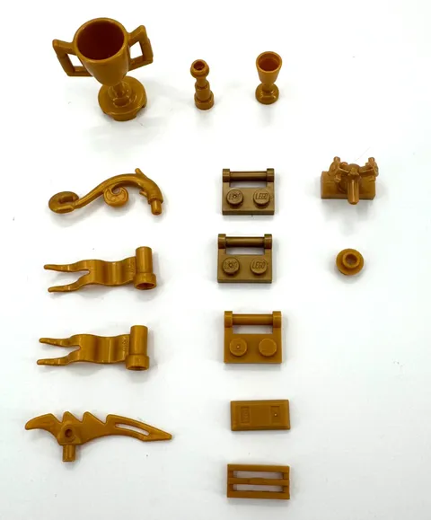 LEGO Pearl Gold Bricks Replacement Various Parts 13 Pieces