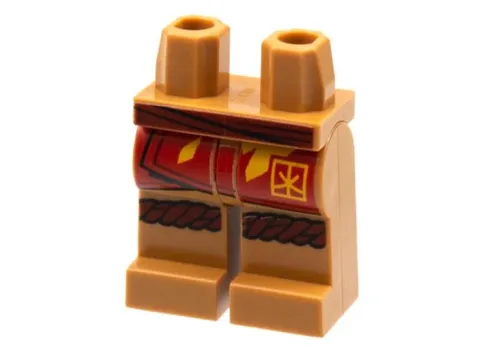 LEGO® Part 970c00pb1312 - Hips and Legs with Dark Red Sash and Knee Wrap