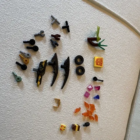 40 LEGO Parts & Accessories Bulk Lot Multicolor w/ Weapons, Tires, Gems, Plant