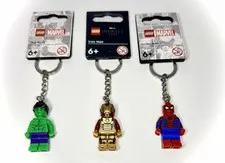 LEGO Marvel Hulk Iron Man Spider-Man Minifigure Keychain Lot of 3 New