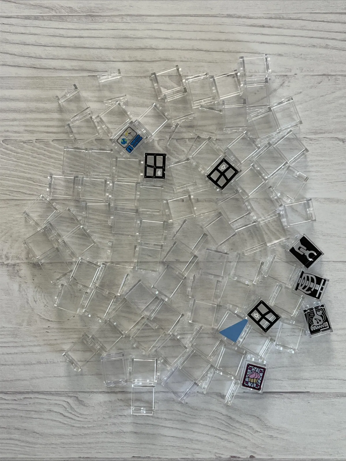 LEGO LOT 87 PCS TRANS CLEAR 1X2X2 WINDOW VARIETY BUILDING PIECES