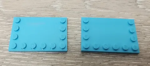 Lego 6180 Medium Azure Tile Modified 4 x 6 With Studs On Edges Piece Lot Of 2