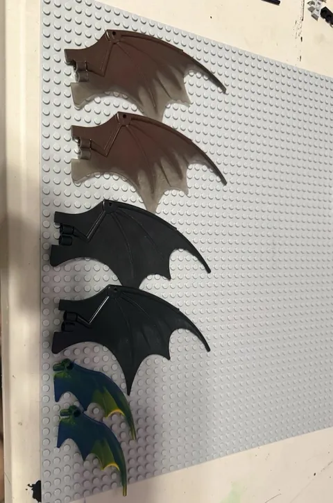 Lego Dragon Wing Lot- 6 Wing Pieces(black, Brown And Trans-green)