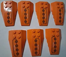 H-1 Lego Lot 7 Orange Wedge 6 x 4 Triple Curved 7706 43712pb012L 43712pb012R