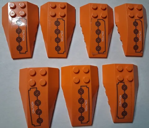 H-1 Lego Lot 7 Orange Wedge 6 x 4 Triple Curved 7706 43712pb012L 43712pb012R