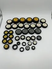 HUGE Lot of 30+ Lego Technic Early 90s Tires Yellow Black Grey White 8828 8044