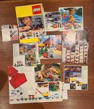 lego vintage (1970s) brochures, adverts, parts catalogues, plates, instructions
