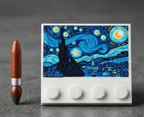 Lego New Vincent Van Gogh Starry Night 4x4  easel 21333 Paint  Brush