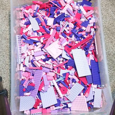 2lbs of Bulk Mixed Pink and Purple Colored Lego Elements - All Varieties