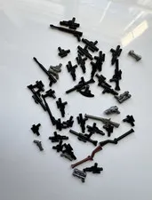 LEGO Minifigure Accessories & Weapons Parts Bulk Lot Black Gray Brown 10+