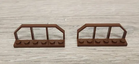 Lego 6583 Old Brown Plate Modified 1 x 6 With Train Wagon End Fence Lot Of 2
