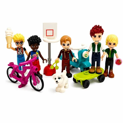 LEGO Friends Male Doll Figure Lot 5 Boy Mini Dolls w/ Fun Accessories
