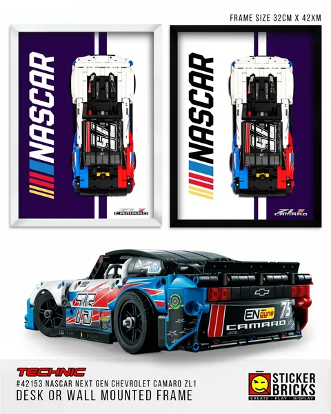 Display Frame for Lego Technic #42153 NASCAR Next Gen Chevrolet Camaro ZL1