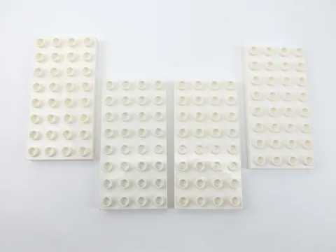Lego Duplo Lot of 4 White Base Plates 4 x 8 Pegs Studs (2.5" x 5")