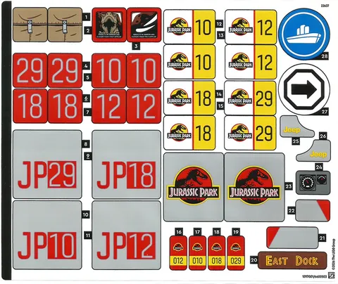 LEGO STICKER SHEET 77984 JURASSIC PARK JEEP WRANGLER from set New