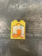 Rare Lego Duplo Oranges/Orange Juice Breakfast Speciality Printed Block 1x2