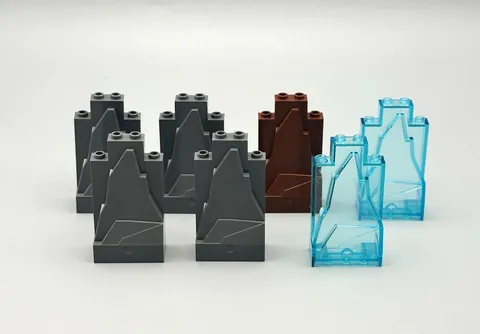 LEGO lot  Rock Panel 2x4x6 dark bluish gray reddish brown Trans blue