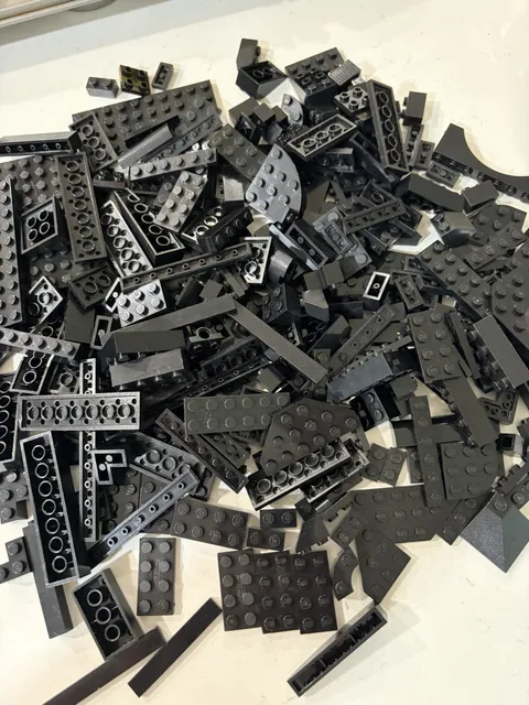 LEGO Black Lot Mixed Bricks 230+ 1x1 2x6 Etc Plates Special 14 Oz - See Desc