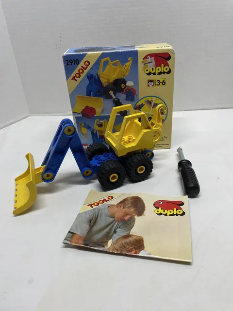 VTG 1994 Duplo Toolo Bulldozer Crane Set #2910 in Original Box