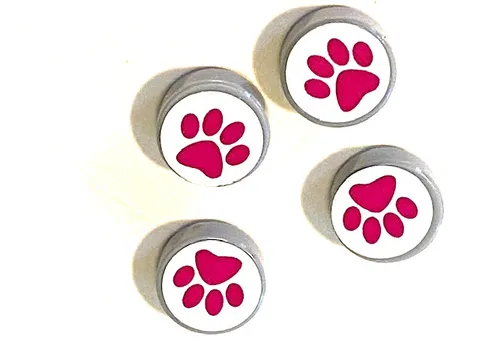 Lego Part: 1x1 Round Paw Print, Printed Tile, Light Bluish Gray, # 98138 - 4 Pcs