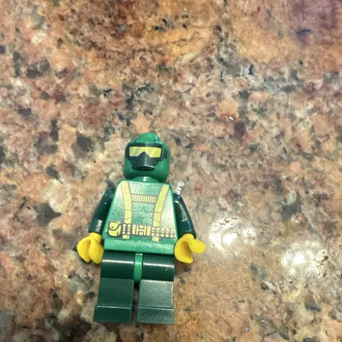 LEGO Green Minifigure w/ Helmet Mask & Tactical Vest, Yellow Hands, Plastic