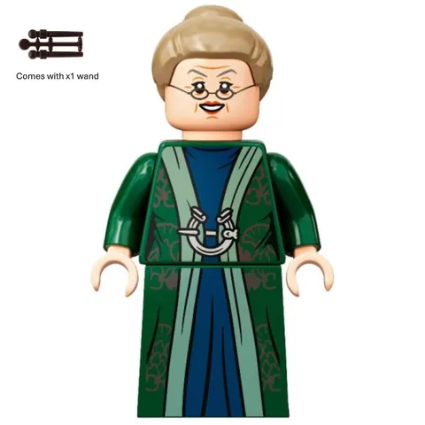 LEGO Harry Potter Professor McGonagall Minifigure HP293 Dark Green Robe Wand
