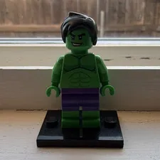 LEGO Hulk Minifigure Green Figure w/ Black Hair & Purple Pants Plastic