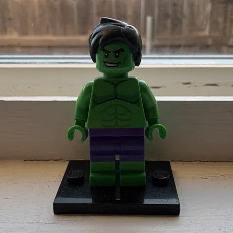 LEGO Hulk Minifigure Green Figure w/ Black Hair & Purple Pants Plastic