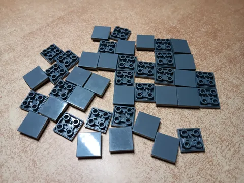 LEGO BULK LOT OF 40 DARK BLUISH GRAY MODIFIED SMOOTH TILE 2X2 INVERTED #11203