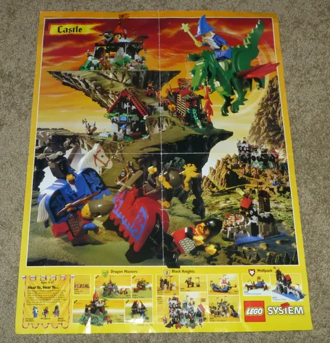 Vintage LEGO System Castle Poster (1993), Dragon Masters Black Knights 21" x "16
