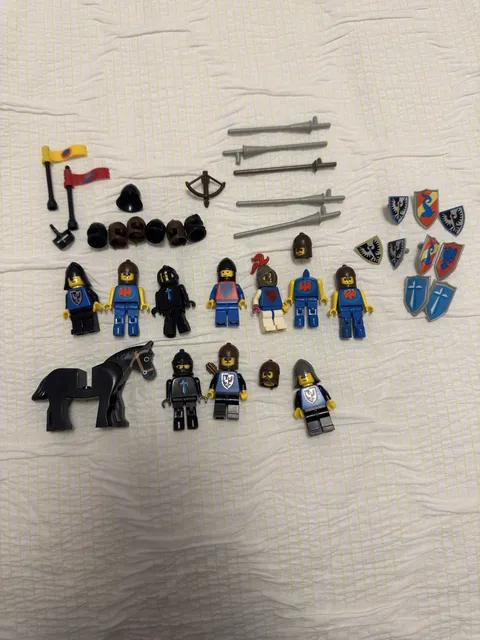 LEGO Vintage Lion Knights Minifigure Lot Castle Horse Weapons Shields Weapons