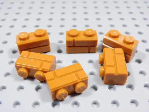 LEGO Lot of 6 Dark Orange 1x2 Modified Masonry Profile Bricks BO