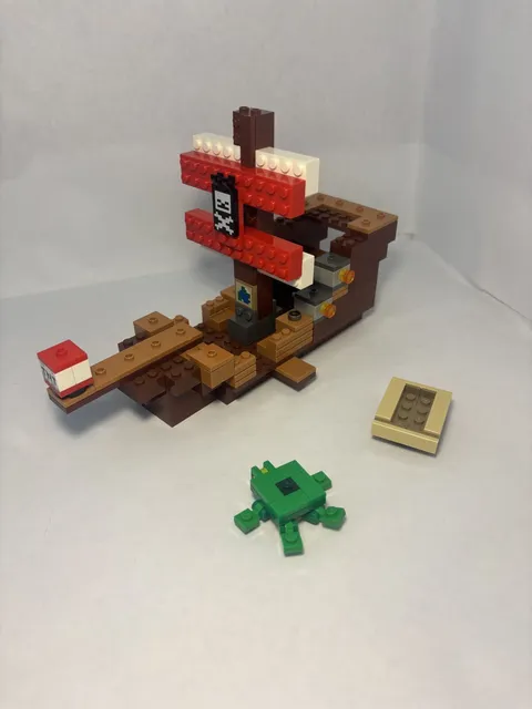 LEGO Minecraft 21152 Pirate Ship Adventure INCOMPLETE No Minifigures + Turtle &