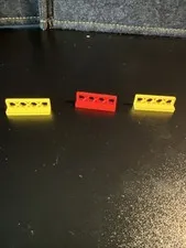 VTG LEGO Parts 3633 (4pcs) Fence 1 x 4 x 1 Red & Yellow