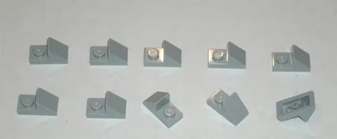 LEGO NEW 1x2 Light Bluish Grey Slope 45° with Plate (10x) 6093859 Brick 15672