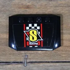 LEGO Black Wedge 4x6x2/3 Triple Curved 'S Racing' Black and White Check Pattern