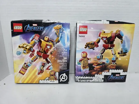 2x LEGO 76203 Marvel Super Heroes Avengers Iron Man Mech Armor - Brand New 