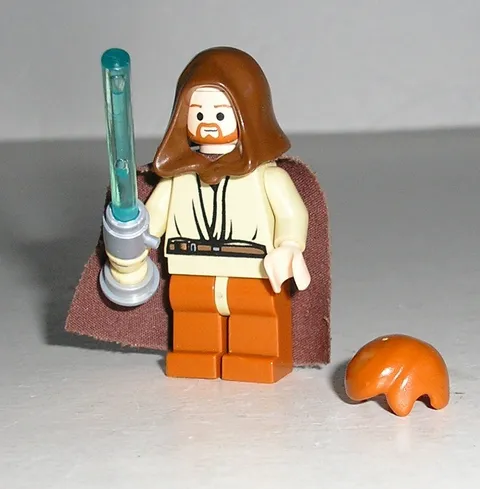 Lego Star Wars OBI-WAN KENOBI w/ Light-up Lightsaber Minifigure 7257 - Works!